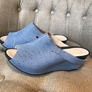 Tsubo Ovid Blue Denim Embossed Leather Platform